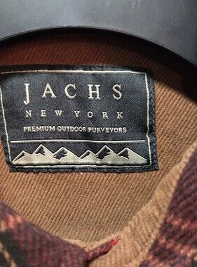 JACHS New York Large Red Flannel Heavyweight With Corduroy Trim